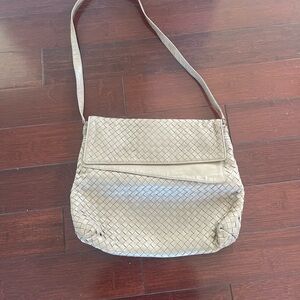 Bottega Veneta Cream Woven Shoulder Bag